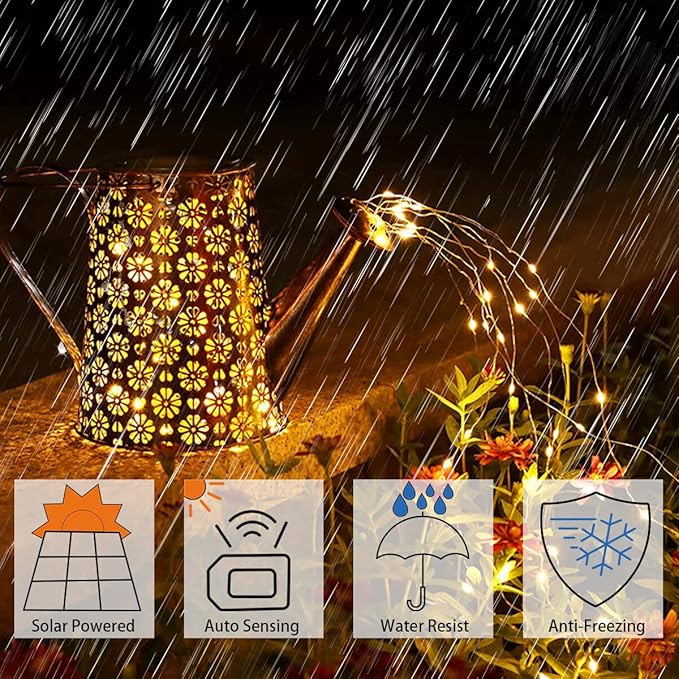 Solar Watering Can Lights,Solar Lights Outdoor Garden Decor,Large Hanging IP65 Waterproof Solar Lantern Landscape Lights Outside Decor for Garden Yard Pathway for Holiday-Festival