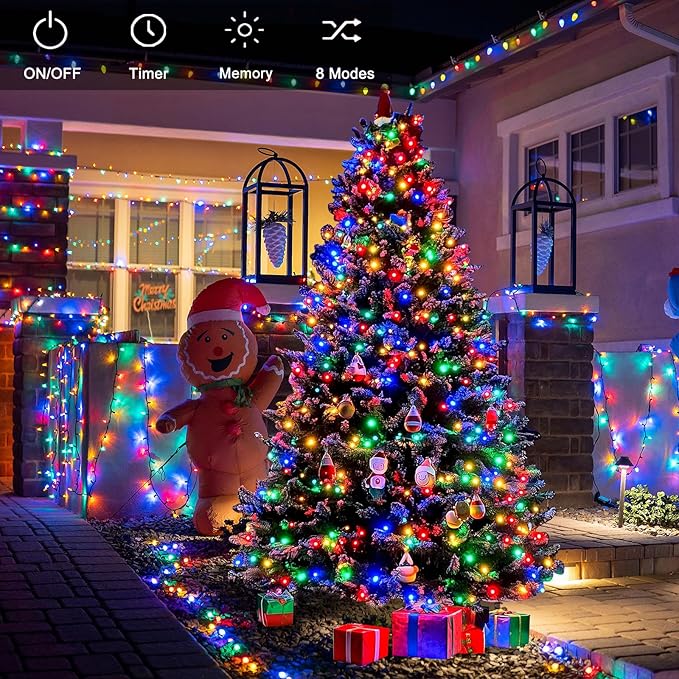 4-Pack 400 LED Christmas Twinkle Lights, 160ft Waterproof for Backyard