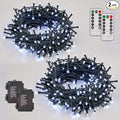 Christmas Patio String Lights 2-Pack, 33ft 100 LED Waterproof