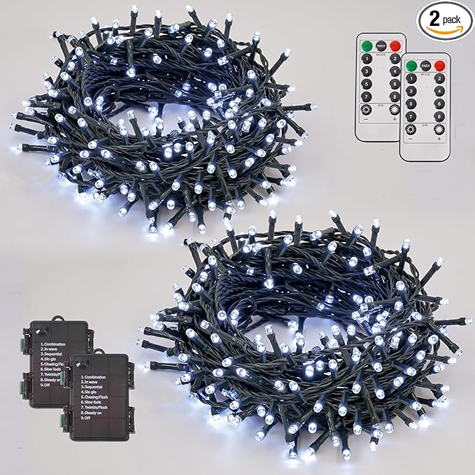 Christmas Patio String Lights 2-Pack, 33ft 100 LED Waterproof