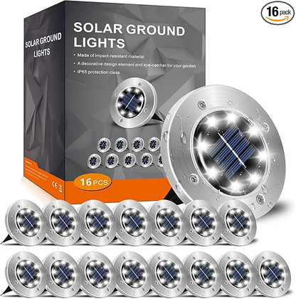 INCX Solar Lights Outdoor Waterproof, 16 Pack Solar Light for Outside, Garden Lights Landscape Lighting for Patio Pathway Lawn Yard Deck Driveway Walkway, Cold White, 4.6 inch