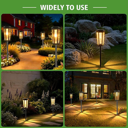 echosari 8 Pack Solar Pathway Lights Outdoor, Waterproof Solar Lights Outdoor, Auto On/Off, Long-Lasting Solar Powered Garden Lights Driveway Lights for Yard Path Landscape Walkway Lawn（Warm White）