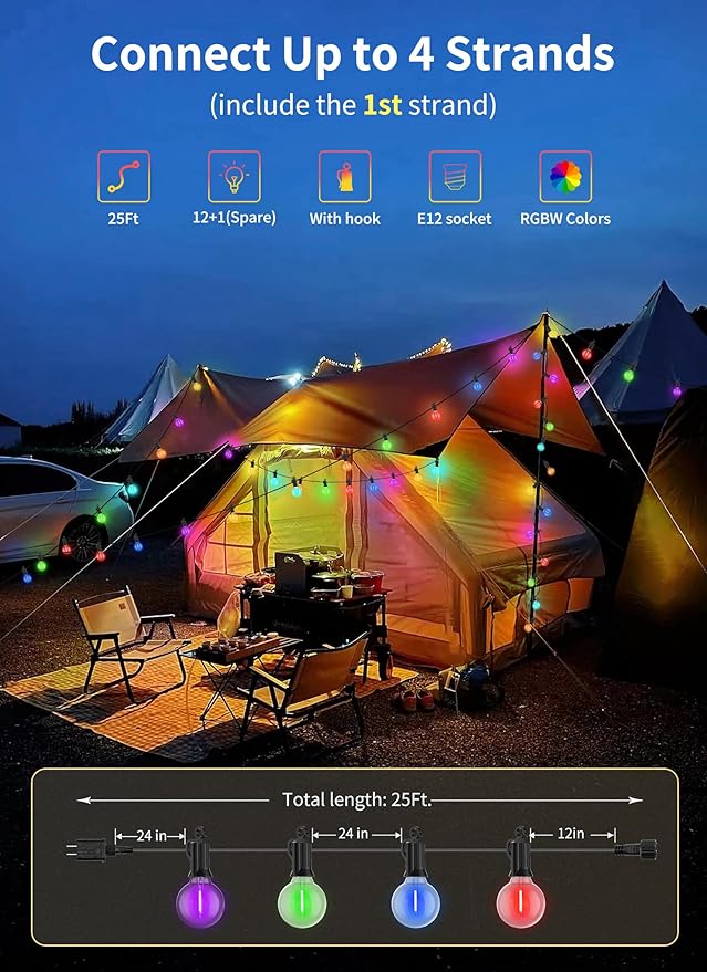Backyard String Lights, 29ft Weatherproof LED