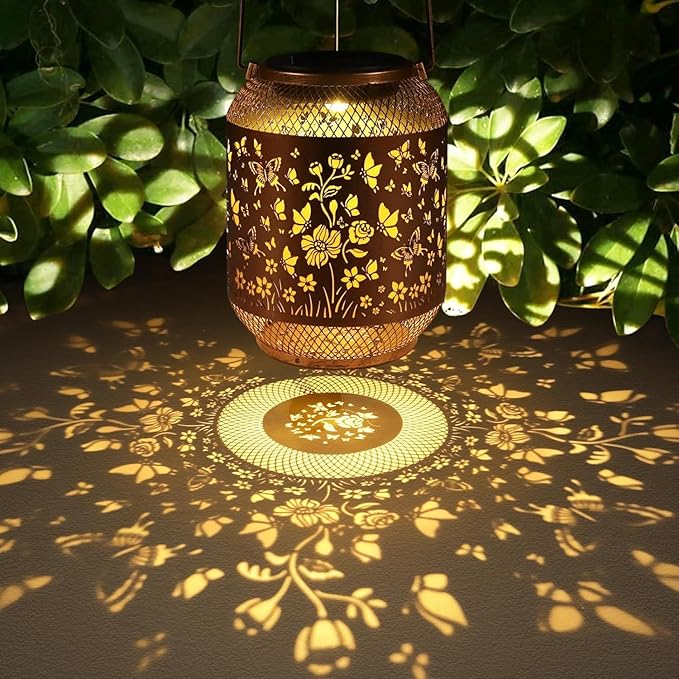 Solar Lanterns Outdoor Waterproof Christmas Birthdays Gifts for Women Mom Grandma Butterfly Garden Decor Metal Hanging Solar LED Lights for Patio(Hummingbird-2P)