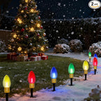 2-Pack Multicolor Solar Path Lights, Outdoor Walkway LED