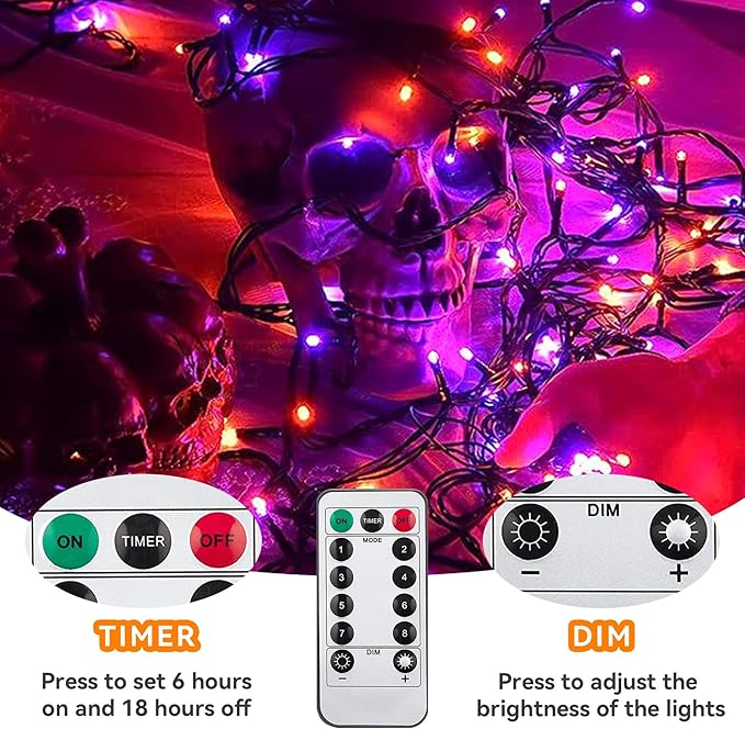 Halloween Fairy Lights, 33ft 100 LED Battery Twinkle Lights