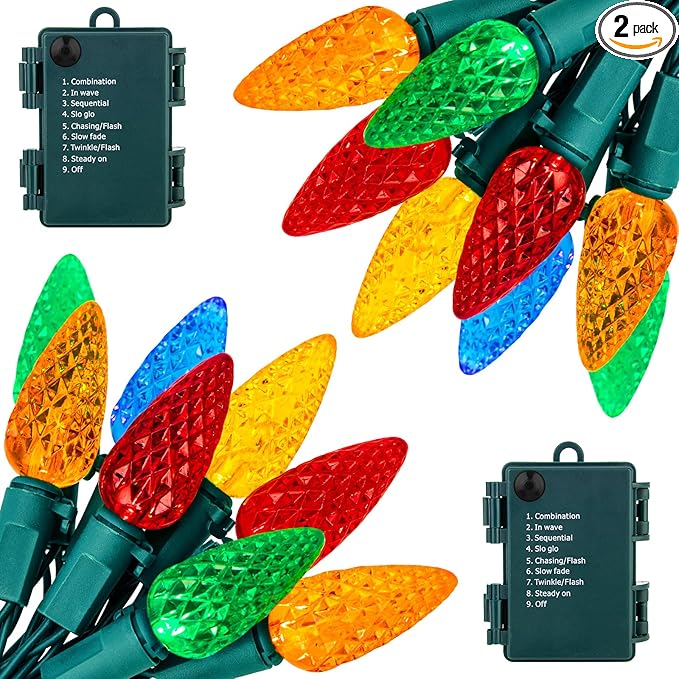 Christmas Fairy Lights 2-Pack, 20ft 6 LED Battery Twinkle Lights