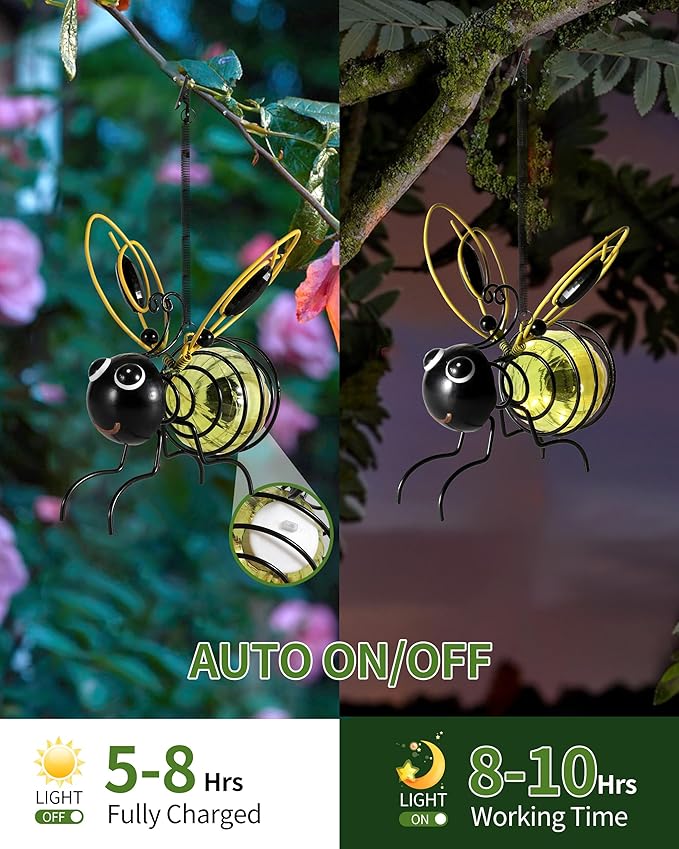 Solar Bee Garden Statue Light, Outdoor Decor