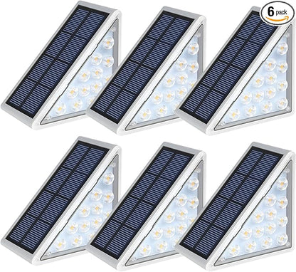 LED Solar Step Lights Waterproof Outdoor Stair Lights, Solar Deck Lights Outdoor Decor IP67 Solar Decoration Lights for Yard, Patio, Garden, Walkways, Front Door, Pathway, Driveway, Porch 6 Pack