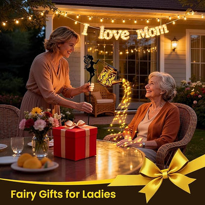 X-PREK Solar Lights Outdoor Waterproof, Fairy Solar Garden Lights Outdoor Decoration, Hummingbird Solar Watering Can Light Gardening Gifts for Mom Grandma 2 Packs