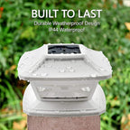 12-Pack White Deck Post Cap Lights, Solar LED