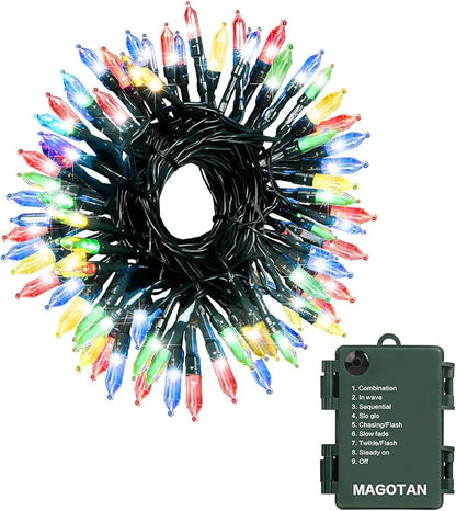 50 LED Christmas Twinkle Lights, 18ft Waterproof for Porch