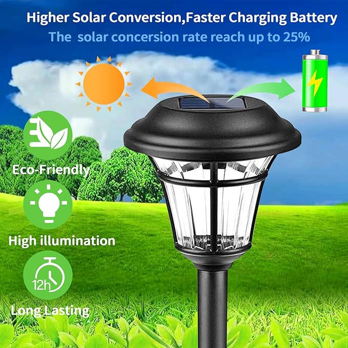 12-Pack Warm White Solar Path Lights, Outdoor Garden LED