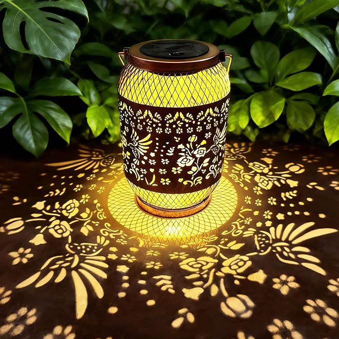 Solar Lantern Outdoor Waterproof,Hummingbird Garden Decor,Birthday Gifts for Women Mom Grandma,Metal Hanging Solar Lights Decorations Outside for Patio,Yard,Porch,Backyard,Lawn