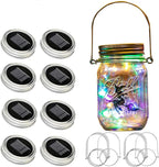 Mason Jar Lid Fairy Lights 8-Pack, Solar Garden LED