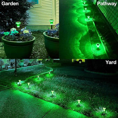 St. Patrick's Day Solar Lights Outdoor 8 Pack Green Solar Pathway Lights Outdoor Mushroom LED Waterproof Lighting Stake for Outside, Yard, Path, Garden, Lawn, Patio, Landscape Decorations