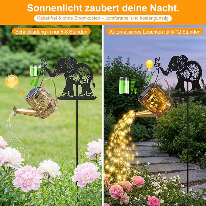 Elephant Solar Lawn Figurine Light, Waterproof