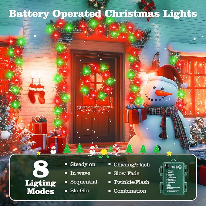 Christmas Fairy Lights 4-Pack, 66ft 200 LED Battery Twinkle Lights