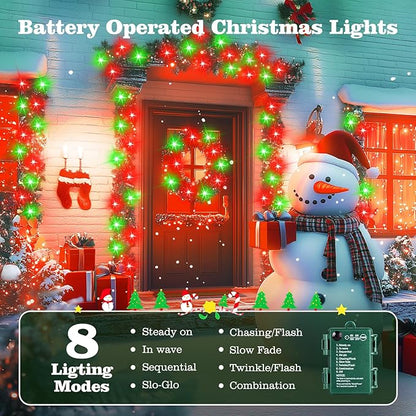Christmas Fairy Lights 4-Pack, 66ft 200 LED Battery Twinkle Lights