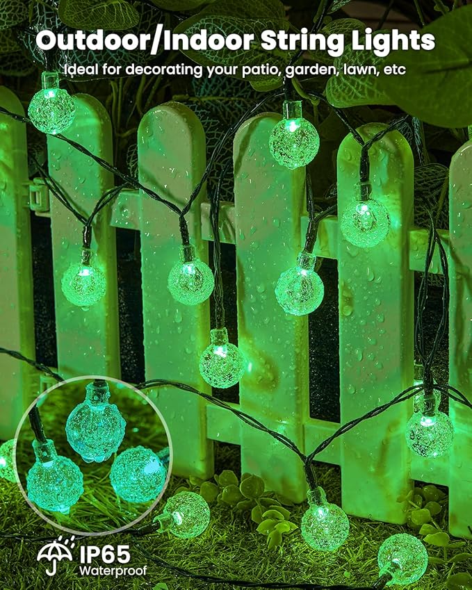 Outdoor String Lights, 72ft Green Waterproof LED