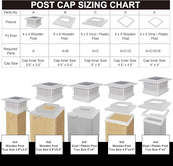 6-Pack Solar Post Cap Lights, Warm White Waterproof