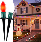 Pathway Christmas Lights Outdoor, 51.4ft 40 Bulb Lights with Stakes, Multicolor