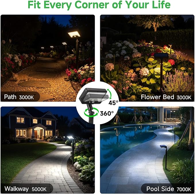 Solar Motion Sensor Pathway Lights - Warm & Daylight Selectable Path Light 3 Modes, IP65 Waterproof Black LED Garden Lighting with Remote Control for Outside Landscape Walkway (4 Pack)