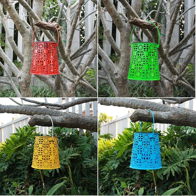 Garden Solar Lantern Set 4-Pack, Metal Garden Lighting