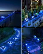 12-Pack Solar Ground Disk Lights, Blue Waterproof LED