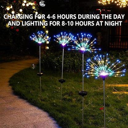 4 PCS Solar Firework Light, Outdoor Solar Garden Decorative Lights 120 LED Powered 40 Copper Wires String DIY Landscape Light for Walkway Pathway Backyard Christmas Decoration Parties (Colorful)