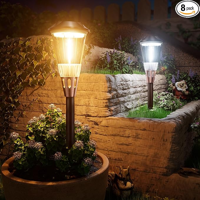 8-Pack Solar Pathway Lights, IP65 Waterproof LED Driveway Lights