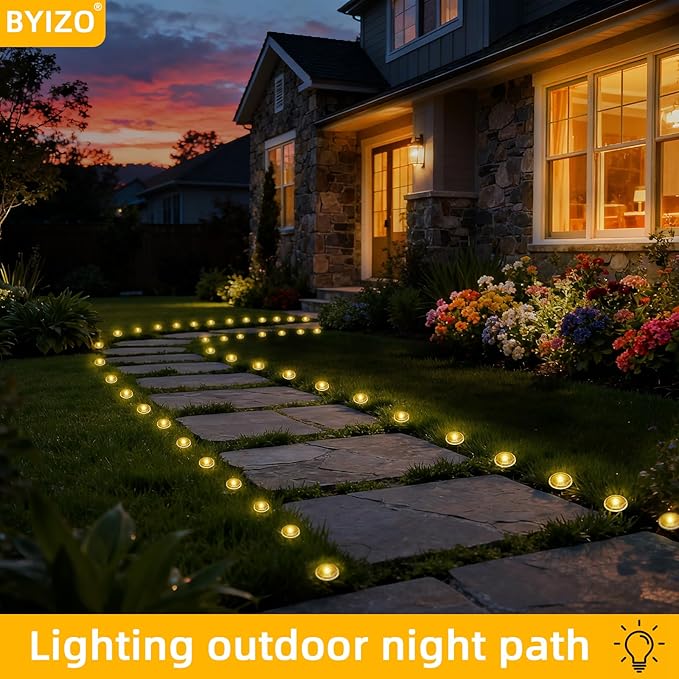 15 LED Solar Ground Lights Outdoor, Waterproof Solar Pathway Lights, LED Landscape Lighting for Garden, Patio, Driveway, Walkway - Warm White