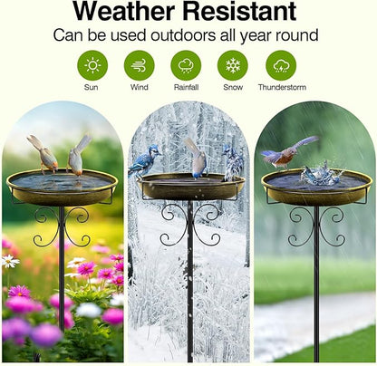 Metal Bird Bath, Vintage Outdoor Birdfeeder