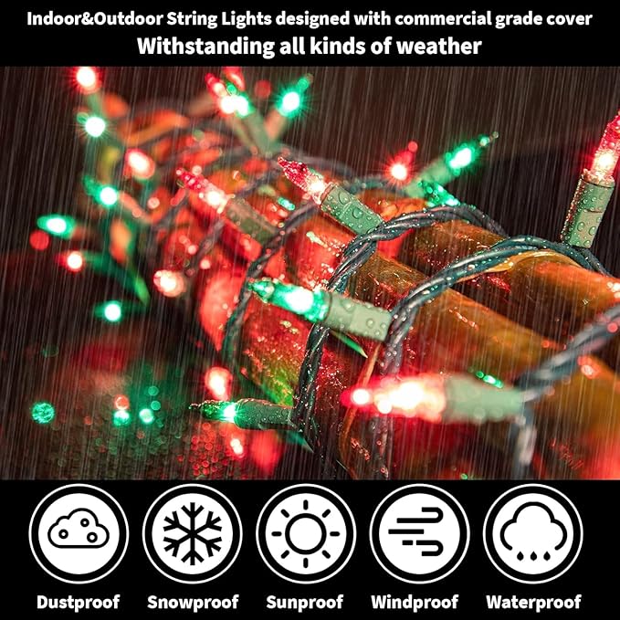 Christmas String Lights, 20ft Waterproof Twinkle Lights