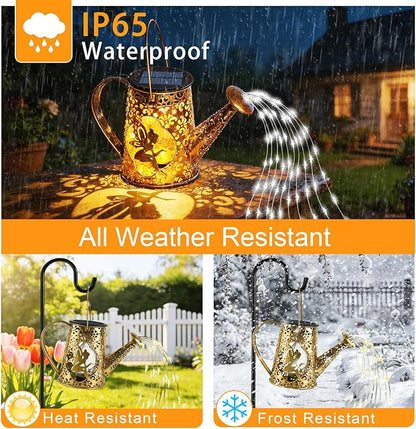 Solar Watering Can Lights, Unique Fairy Gifts for Women Mom Grandma Birthday, Waterproof Outdoor Garden Decor Large Hanging Solar Lantern Fairy Lights for Patio Porch Yard Flowerbed Pathway (White)