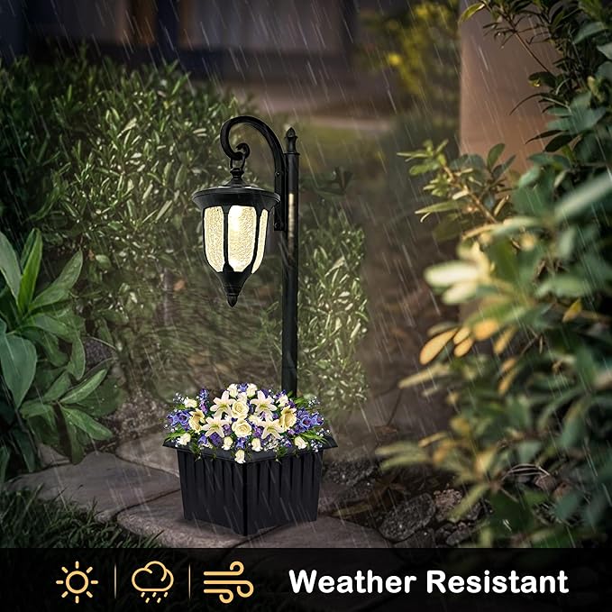 Outdoor Pole Lantern, Black Weatherproof Post Light