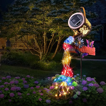 Solar Watering Can Light, Solar Lights Outdoor Decor, Garden Decor Lights for Yard, IP65 Waterproof Hanging Lantern Lights, Gifts for Women Mom, for Yard Patio Lawn Pathway Landscape (Multicolour)