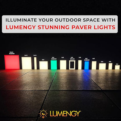 LUMENGY Paver Light 6x12 Inch (5.9x11.81), 2700K Warm White, Glare-Free Brick Lighting for Driveways, Walkways, Pool Decks and Patios, 12V Hardwired, IP67 Waterproof, Drive-Over Rated