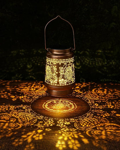 Owl Gifts Solar Lantern - Metal Hanging Lights Outdoor Owls Decor for Yard Garden Patio Lawn Balcony Walkway Hollowed Table Lighting Lamp Decorations Birthday Gift for Women Mom Grandma