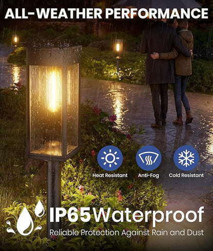 Solar Pathway Lights Outdoor, 4 Pack Garden Lights IP65 Waterproof, Bright Solar Powered for Outside Yard Path Lawn Walkway Driveway Lighting Landscape Decor (Warm White)