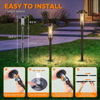 6-Pack Warm White Solar Path Lights, Outdoor Yard LED