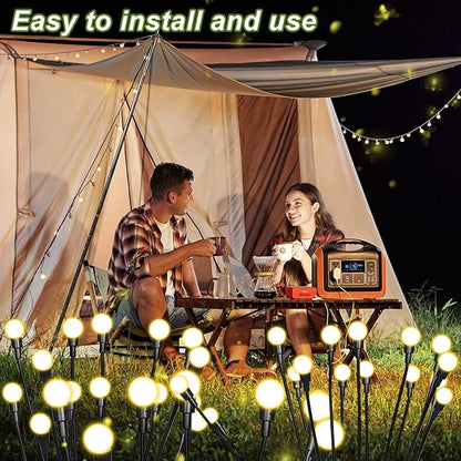 2 Packs Firefly Lights Solar Outdoor, 16 LED Warm Solar Walkway Lights Outdoor, Waterproof Garden Decor with 2 Modes, Lawn Lights for Front Yard Backyard Yard and Pathway