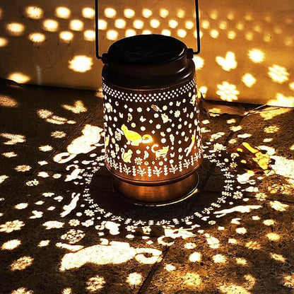 Cat Solar Lanterns Outdoor Waterproof, Garden Decor Metal High Brightness LED Light, Watering Can Lights, Solar Hanging Lantern for Garden,Yard,Patio,Lawn (Cat)