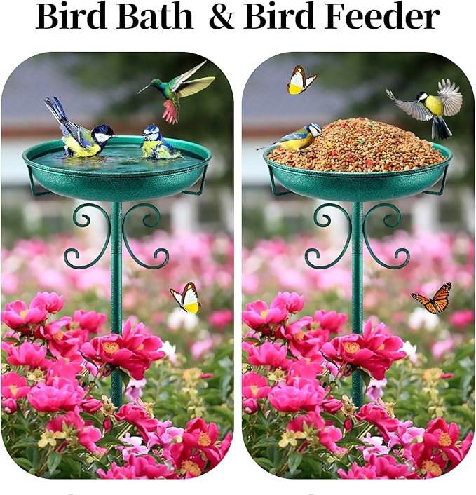 Freestanding Bird Bath, Heavy-Duty Metal