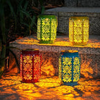 4-Pack Rose Solar Porch Lanterns, Charming Waterproof LED