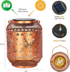 Metal Garden Solar Lanterns for Patio, Waterproof LED