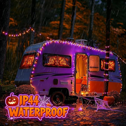 Dazzle Bright 2 Pack Purple and Orange Halloween Fairy String Lights, Total 80FT 240LED Solar Powered Fairy Lights with 8 Modes, Waterproof Copper Black Wire Lights for Outdoor Yard Party Decorations