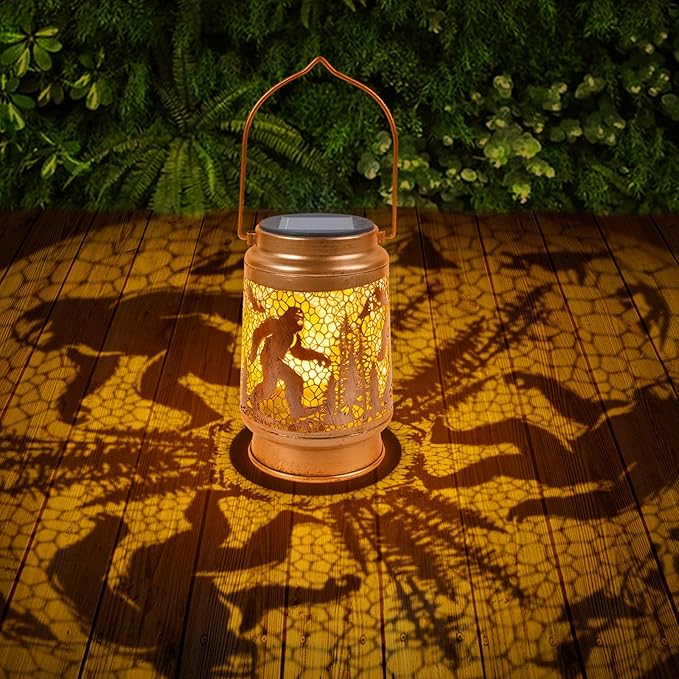 Bigfoot Solar Lanterns Gifts - Bigfoot Solar Lanterns Outdoor Waterproof, Big Foot Sasquatch Metal Hanging LED Solar Lights for Yard Patio Lawn Tabletop Garden Decor Christmas Father‘s Day