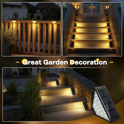 Solar Step Lights for Outside, Solar Stair Lights Outdoor Waterproof, Deck Step Lights for Fence, Patio, Yard, Porch, Front Door, Sidewalk, Garden, Patio Decor (10, Warm White)