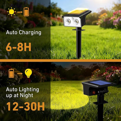 btfarm Solar Spot Lights Outdoor Waterproof, 8 Pack/3 Modes Motion Sensor Lights, Solar Powered Spotlights 2-in-1 Auto On/Off for Outside Pathway Yard Garden Landscape Lighting, Warm White